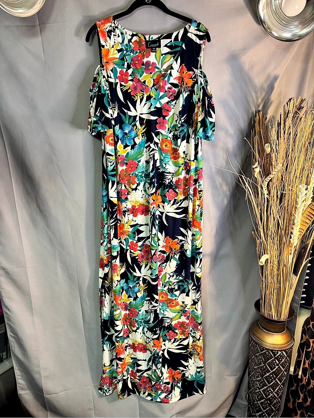 Connected Floral Maxi Dress in Black & Multicolor